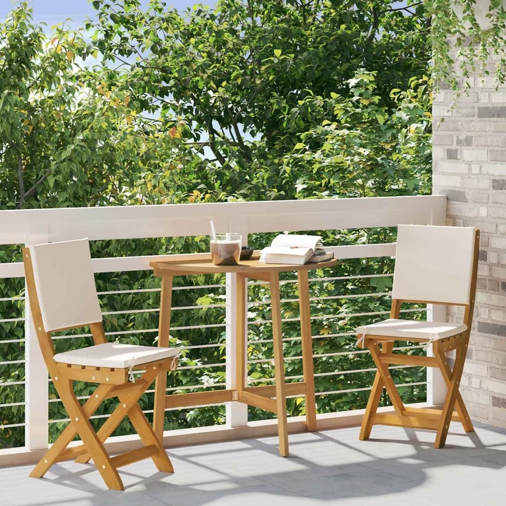 vidaXL Außen Bistro-Stühle mit Kissen 2 pcs Cremeweiß 38 x 46 x 85 cm 42028099 – Bild 3