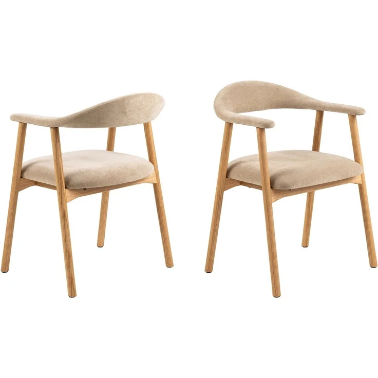 Holzstuhl >Addi< (2er-Set) in Beige, Polyester, Massivholz - 56x75,5x54 (BxHxT)