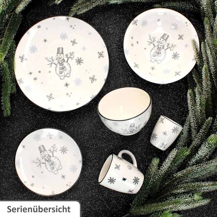MamboCat Suppenteller 6x Olove Suppenteller Schneemann Steingut Teller tief Weihnachten – Bild 5