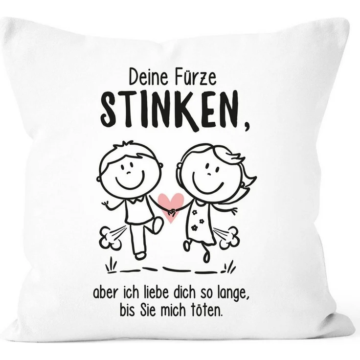 MoonWorks Dekokissen Kissen-Bezug Deine Fürze stinken aber ich liebe dich Geschenk Freund – Bild 1