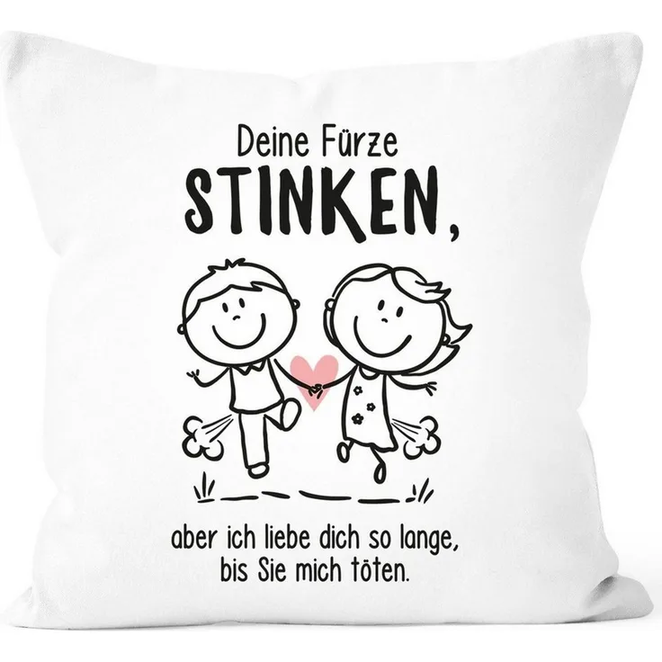 MoonWorks Dekokissen Kissen-Bezug Deine Fürze stinken aber ich liebe dich Geschenk Freund