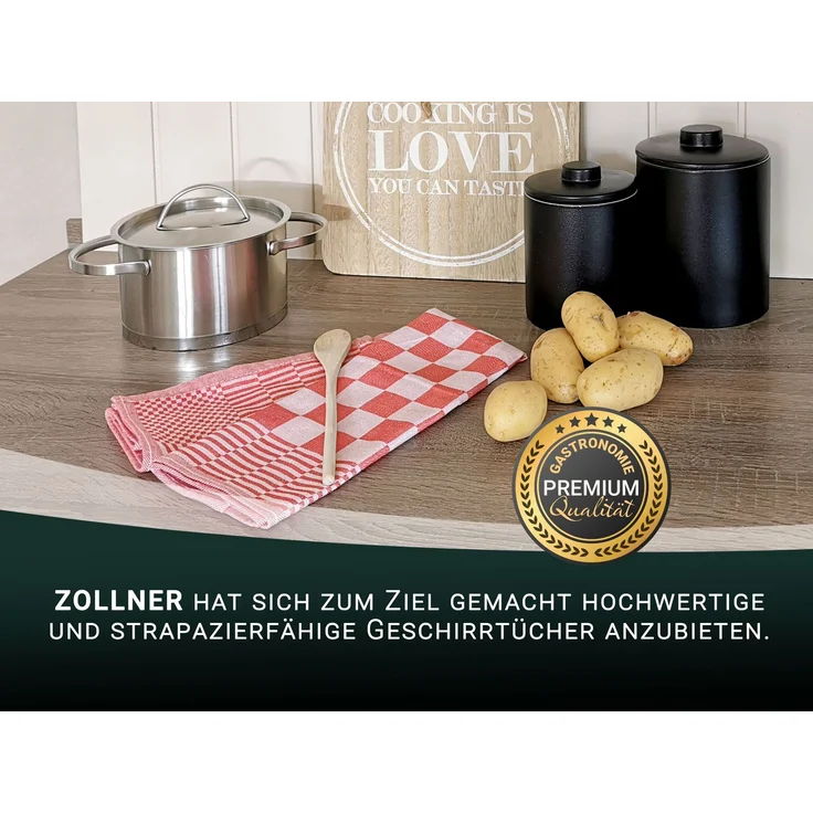ZOLLNER 6er Set Geschirrtücher, 65x65 cm, 100% Baumwolle, rot kariert – Bild 6
