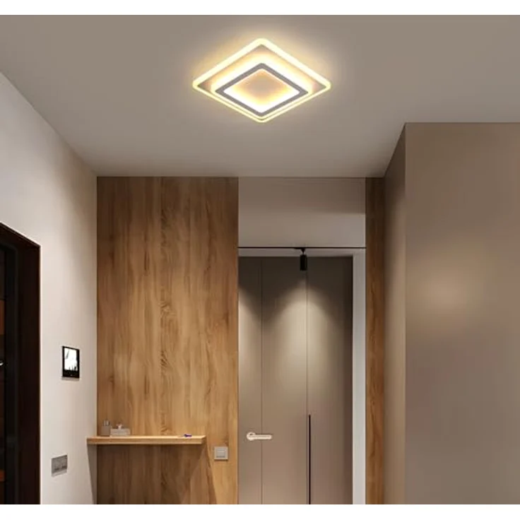 Goeco LED Deckenleuchte Innen, 44W Quadratisch Deckenlampe Moderne, 3000K Warmweiß Licht LED Deckenbeleuchtung Acryl für Flur, Küche, Schlafzimmer, Wohnzimmer, Weiß – Bild 8