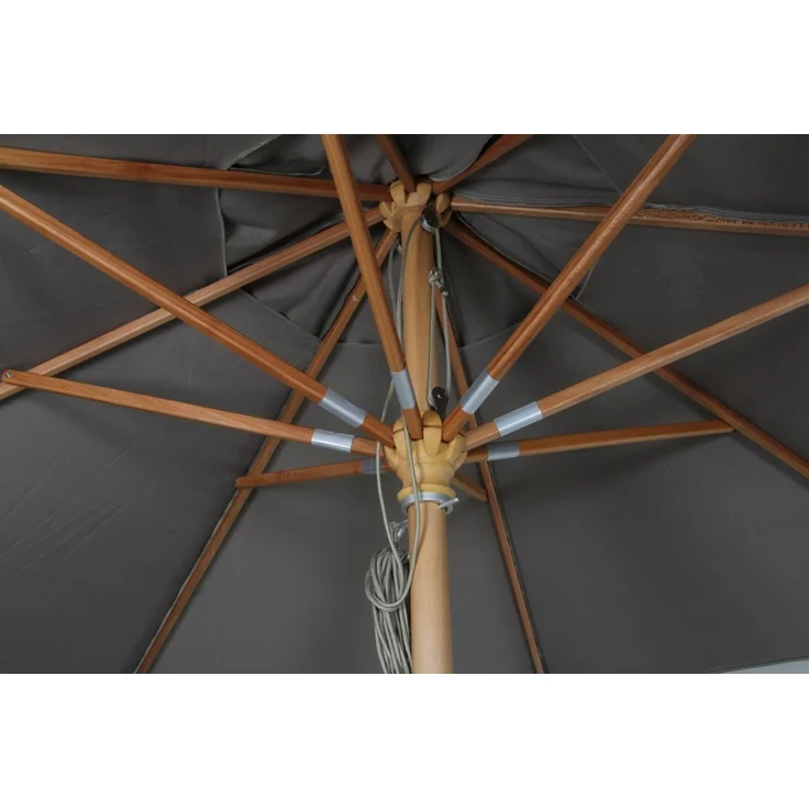 Sonnenschirm Reggio aus Buchenholz und Polyester, modern skandinavisch, Taupe, Ø 300 cm – Bild 4