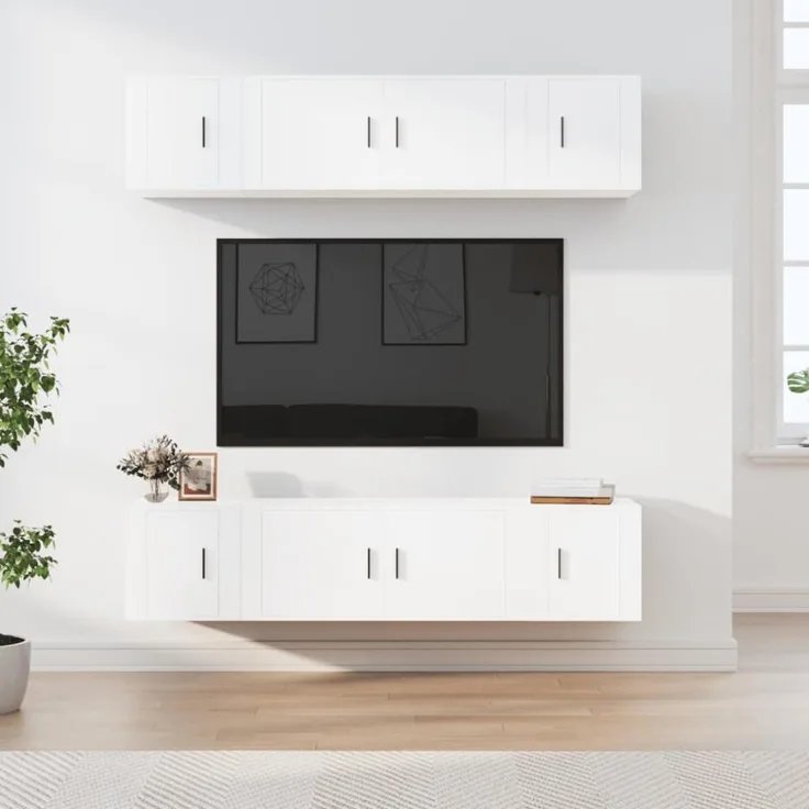 vidaXL 6-tlg. TV-Schrank-Set Weiß Holzwerkstoff 3188654
