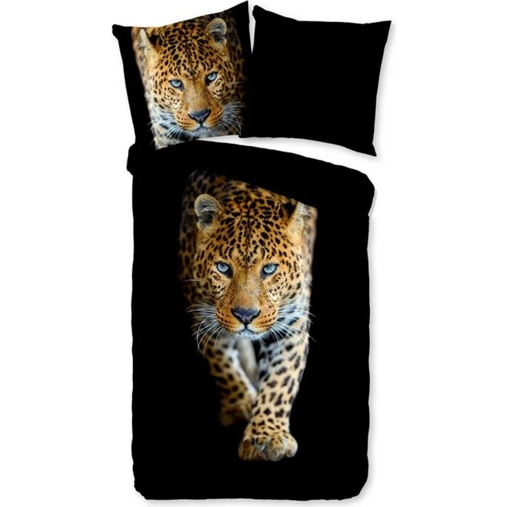 Good Morning Renforcé Bettwäsche 135 X 200 cm + 1- 80 X 80 cm Bonn Leopard schwarz – Bild 4