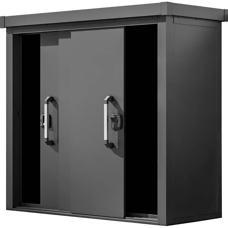 GFP Geräteschrank Metall 180x78x161 cm Gartenschrank Schiebetür anthrazit inkl. Fußboden