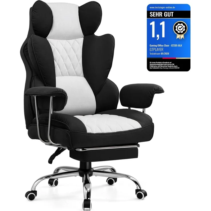 GTPLAYER Gaming-Stuhl Bürostuhl Gamer Stuhl gaming stuhl Schreibtischstuhl Chefsessel, mit Taschenfeder-Lendenwirbelstütze, breiter Büro-Computersessel – Bild 1