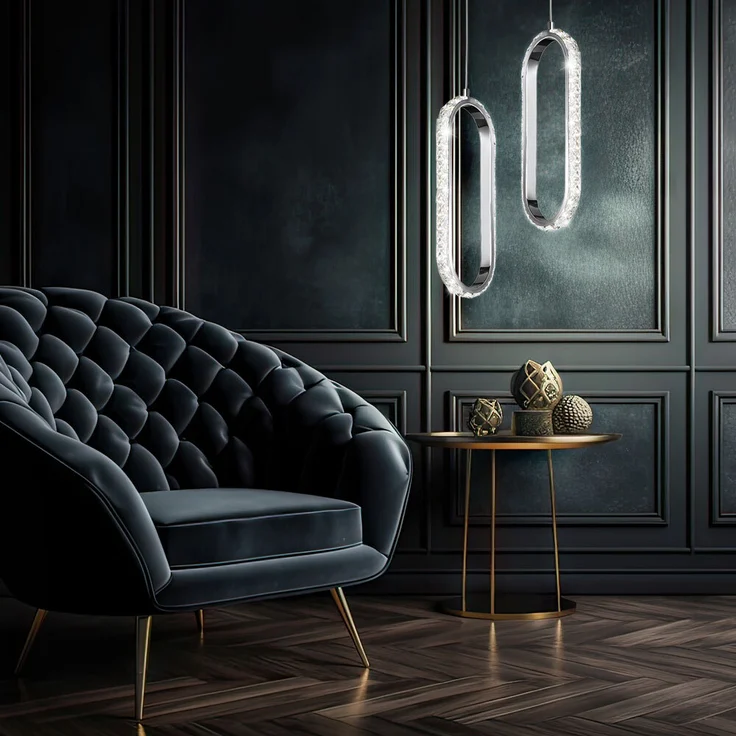 2er Set LED Hängeleuchte, Chrom, verstellbar, Dimmbar, H 150cm – Bild 2