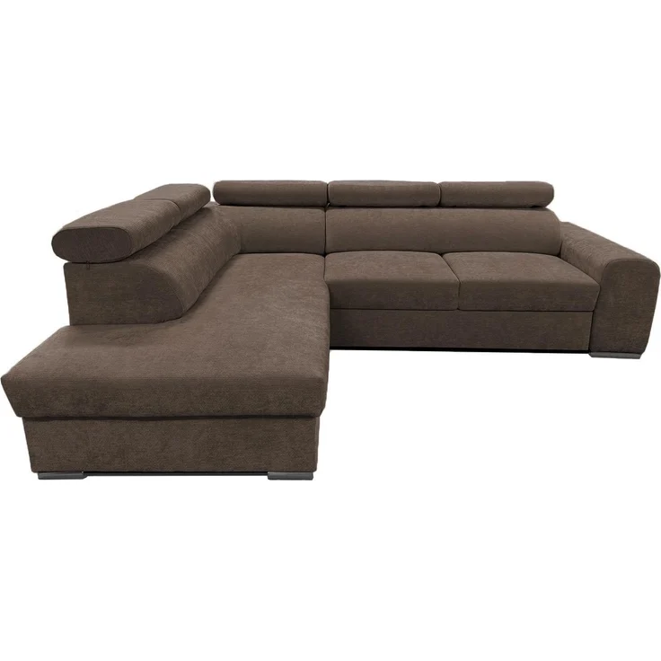 Wohnero24 Ecksofa PAVONE 4 208x263 cm – modernes Chenille Sofa Dunkelbraun mit Schlaffunktion 190x125 cm & Bettkasten, verstellbare Kopfstützen – Bild 5