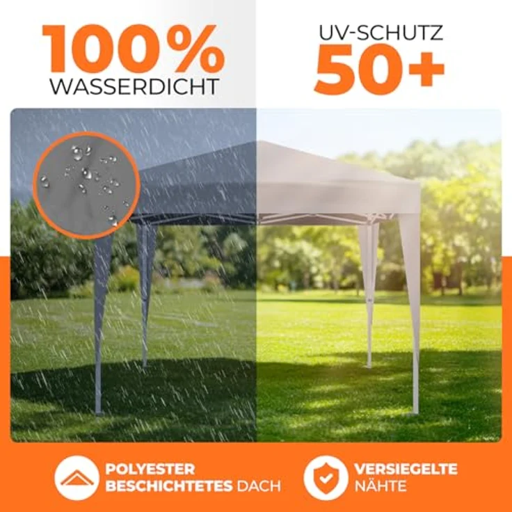 Kronenburg Faltpavillon wasserdicht Dachmaß 3x3 m UV Schutz 50+ Pavillon in Grau – Bild 4