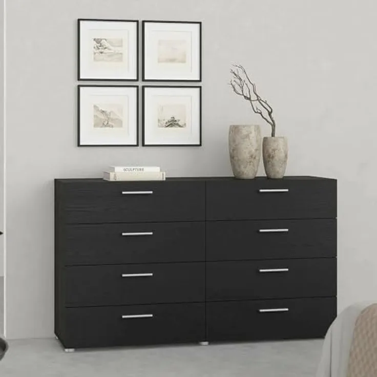 Dmora - Kommode Solene, Wohnzimmerbuffet, Wohnzimmer-Sideboard, Moderne Küchen-Speisekammer, 140x40 h82 cm, Schwarz