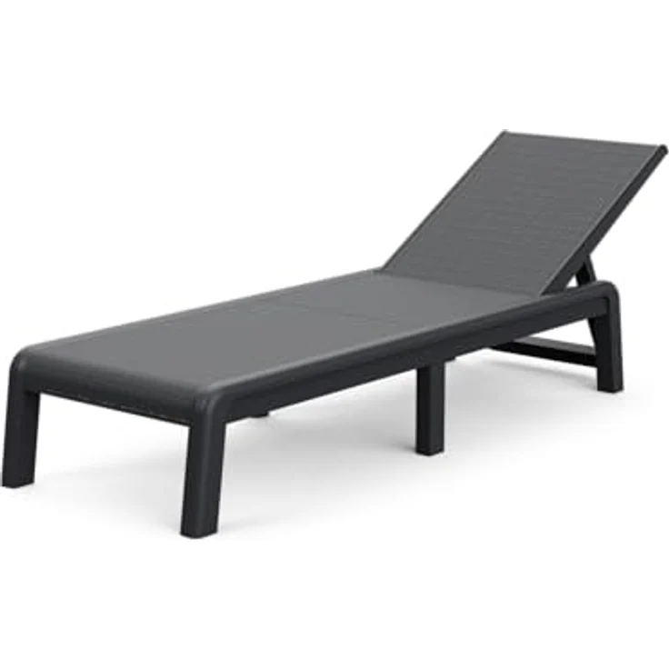 Keter Palma Sonnenliege für den Garten mit 4-Fach Verstellbarer Rücklehne, klappbare Gartenliege, grau, 187 x 58 x 29 cm, pflegeleicht, wetterfest und uv-beständig – Bild 2