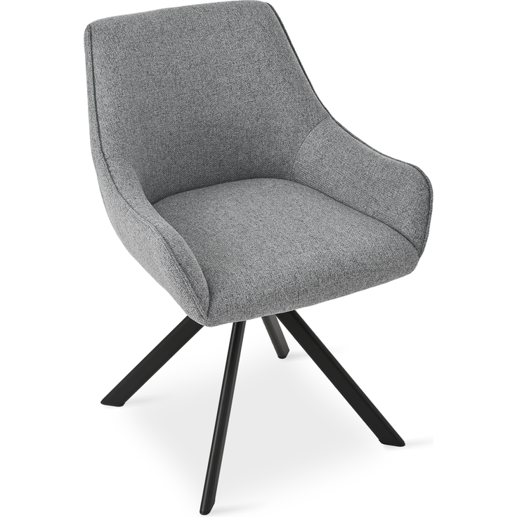 GOEURVANT 1178 Esszimmerstühle 4er-Set mit Armlehnen, 360° Drehbar, Webstoff - Taubengrau – Bild 2
