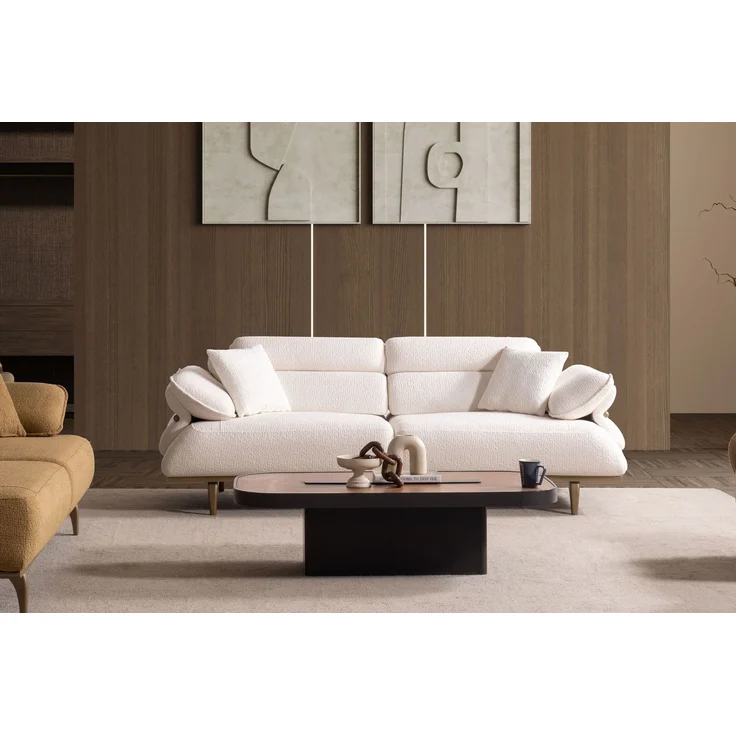 Sitzgruppe/Sofa Set - Wohnzimmergarnitur "Lorina" 3+3+1-Braun/Beige – Bild 4