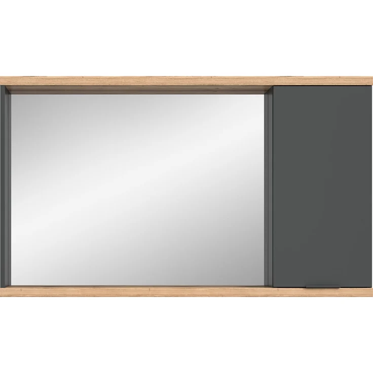 Spiegelschrank (B/H/T: 130x76x20 cm) in anthrazit grau Nachbildung – Bild 2