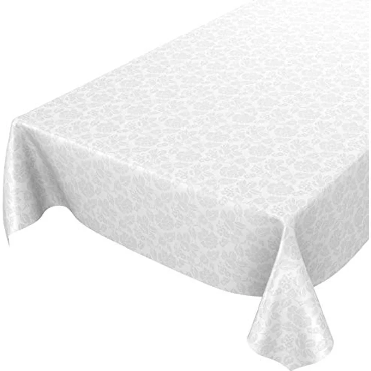 ANRO Tischdecke Wachstuchtischdecke Gartentischdecke Wachstischdecke (Einzelstück 1-tlg), Damast 140x100 cm wasserabweisend – Bild 1