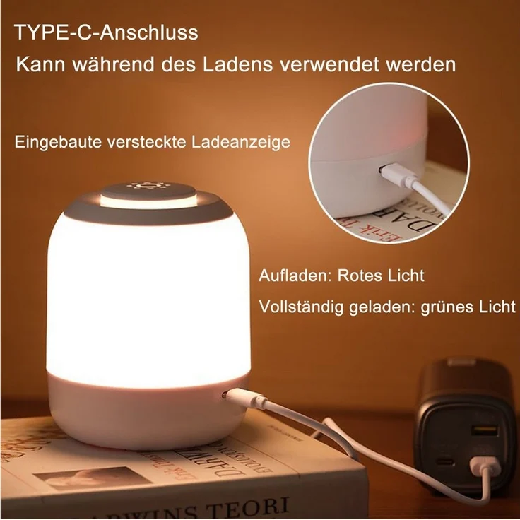 OYLCDI Nachttischlampe LED Nachttischlampe LED Nachtlicht, Dimmbar Atmosphäre Tischlampe, LED fest integriert, Weißes Licht, warmes Licht, neutrales Licht, mit Batterie, USB-Aufladung, mit Touch-Sensor,Tragbare Nachtlicht für Kinder/Erwachsene – Bild 3