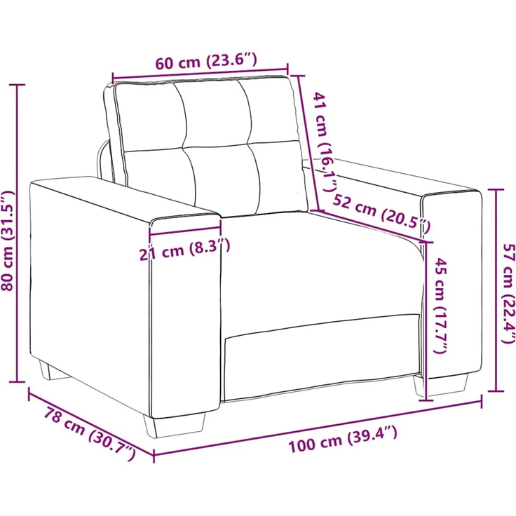 vidaXL Sofa-Sessel Braun 100x78x80 cm Stoff 4105062 – Bild 9