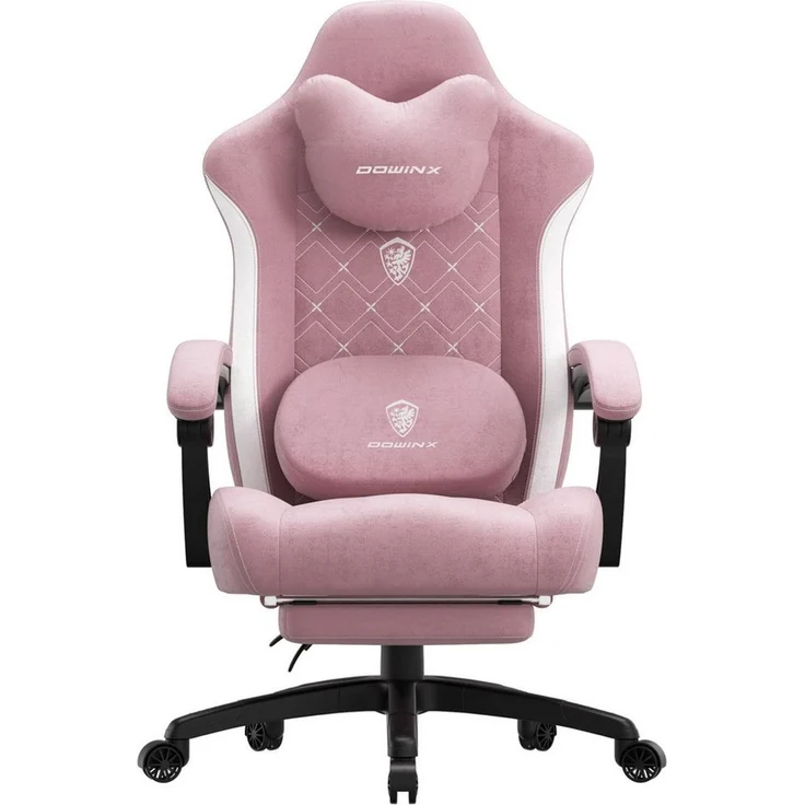 Dowinx Gaming-Stuhl Bürostuhl mit Beheizter Massage Lendenwirbelstütze (Packung), Gamer Stuhl Stoff mit Tasche Frühling Kissen und Fußstütze – Bild 1