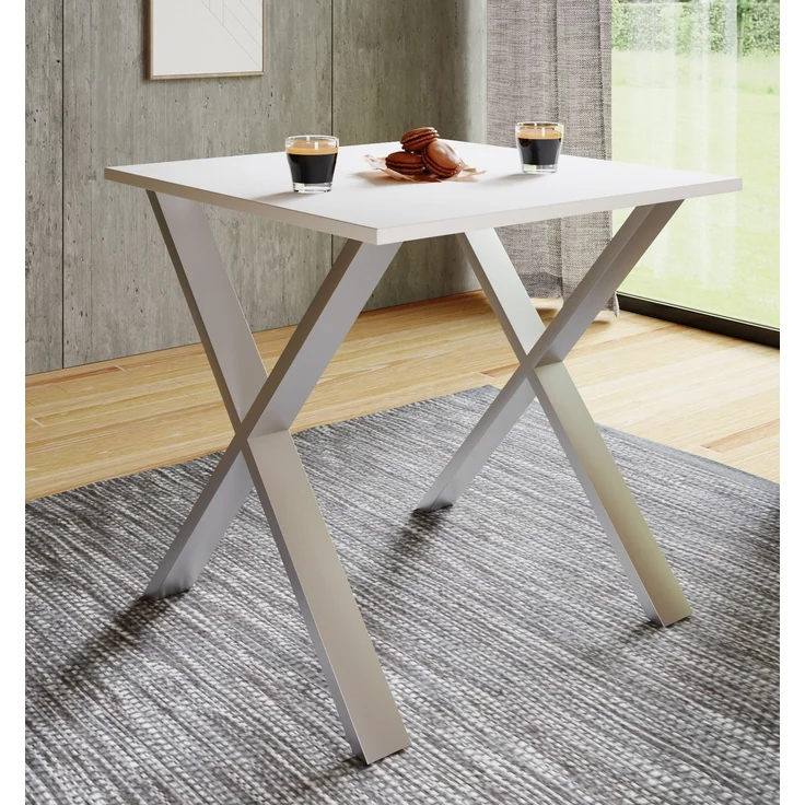VCM Esstisch Xona 916830 Silber / Weiß H. 76 x B. 80 x T. 80 cm – Bild 2