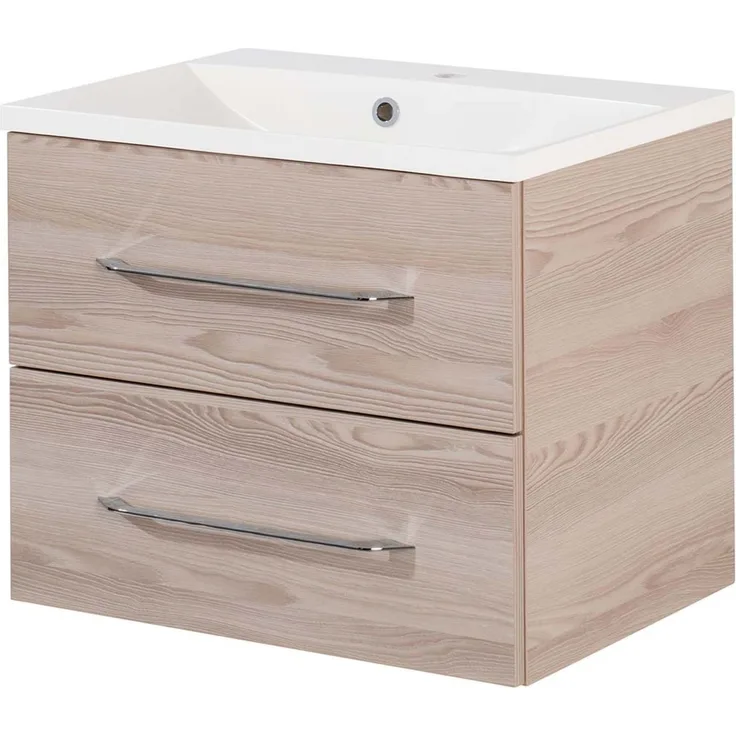 Fackelmann B.CLEVER Waschtisch 2-teilig, Gussmarmor 60 cm, Braun hell