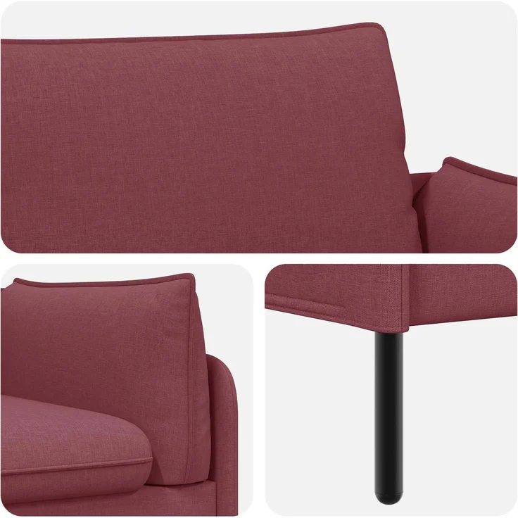 vidaXL 3-Sitzer-Sofa Weinrot 222 x 81 x 89 cm Stoff 42048632 – Bild 6