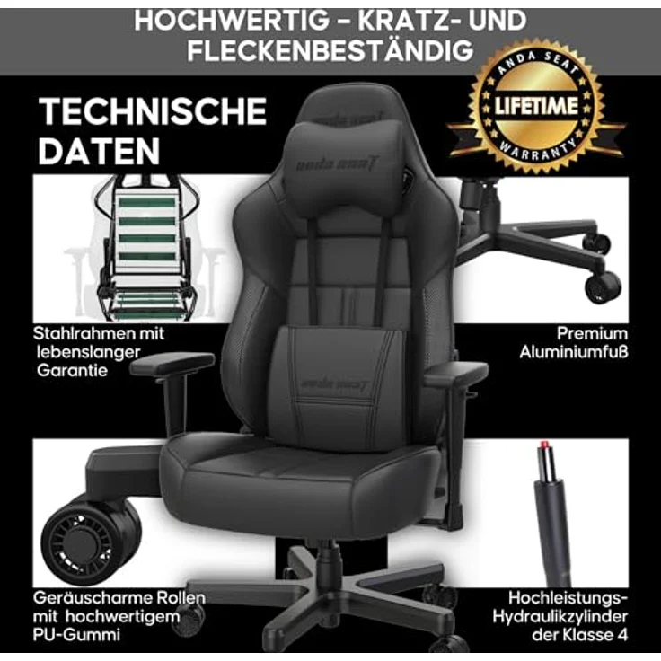 Anda Seat Dark Demon Dragon Gamerstuhle für Erwachsene – Ergonomischer Gaming Bürostuhl mit 4D-Armlehnen, Hochdichtem Schaum, Lendenkissen, Ergonomisch Design, Maximale Belastbarkeit 170kg, Schwarz – Bild 7