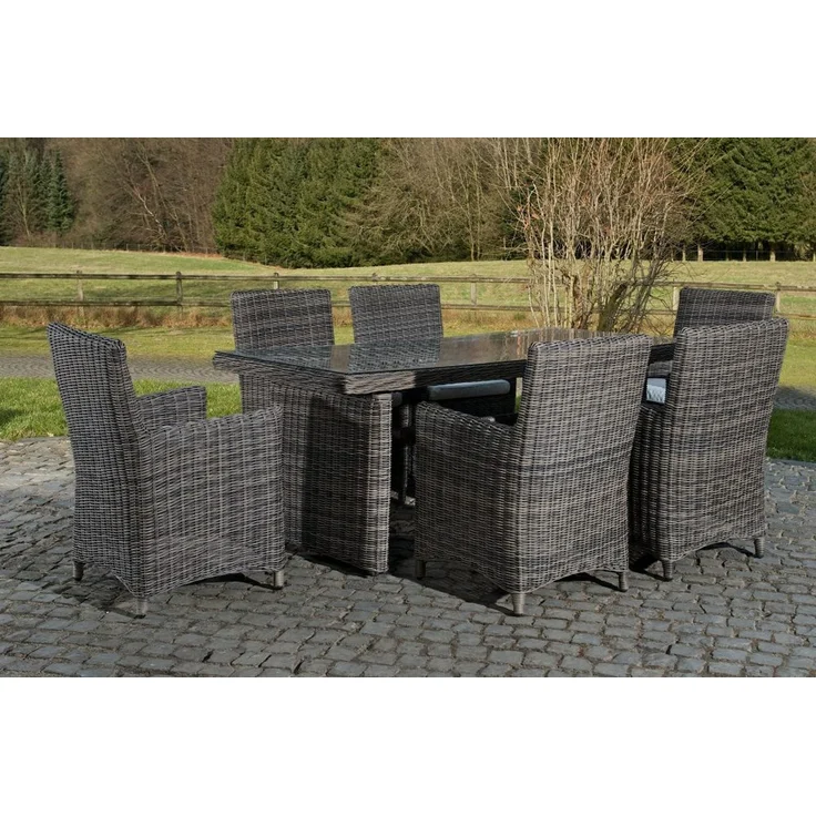 CLP Polyrattan Sitzgruppe Fontana,grau-meliert cremeweiß – Bild 6