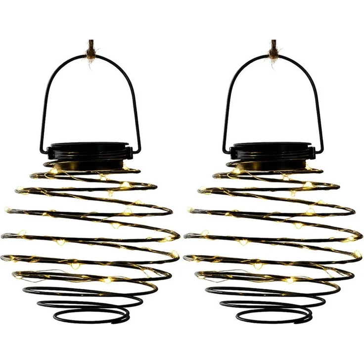 Expo Börse LED Solarleuchte, LED-Leuchtmittel fest verbaut, Warmweiß, LED Solarleuchte Bienennest Solarlampe Spirale anthrazit Außenleuchte – Bild 1