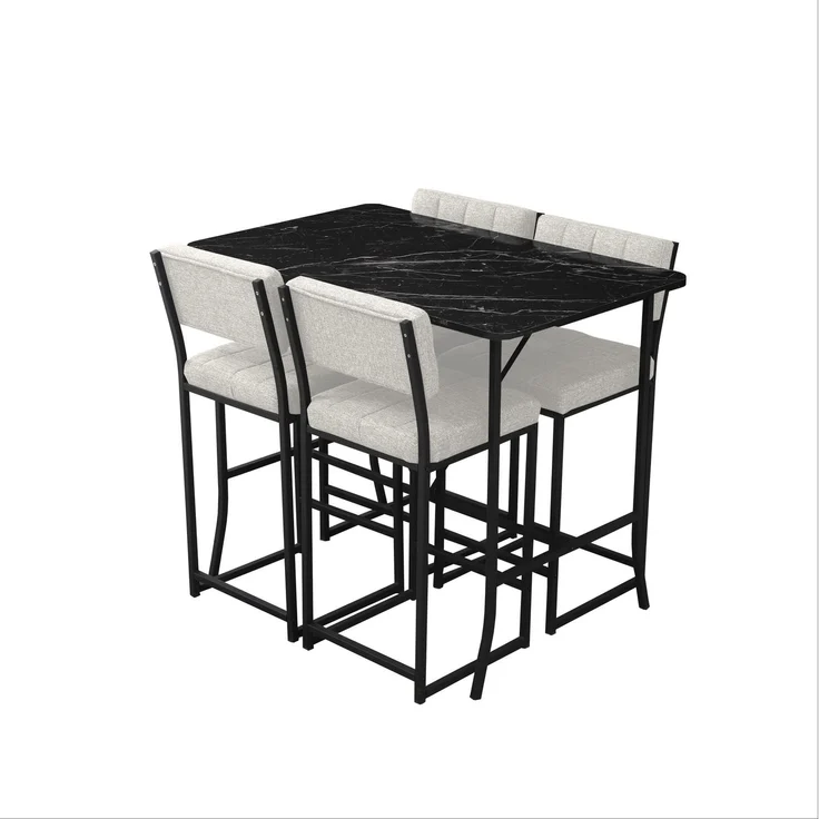 Skye Decor 'Retro - Cream, Black' Bartisch-Set mit Barhockern (5-teilig), Creme / Schwarz, 110 x 92 x 70 cm – Bild 4