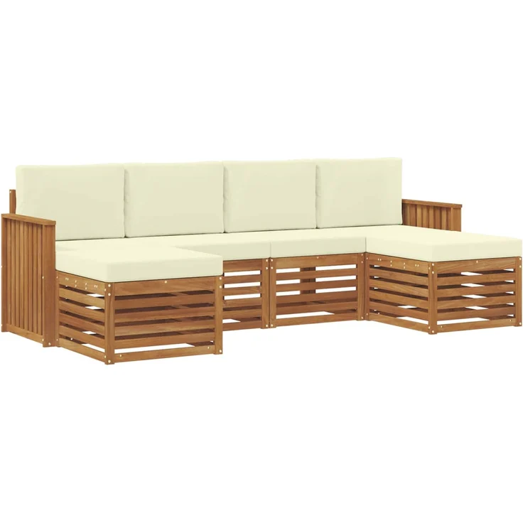 vidaXL Outdoor-Sofagarnitur 6 stk. 6-Sitzer Natur und Creme 3375245 – Bild 2