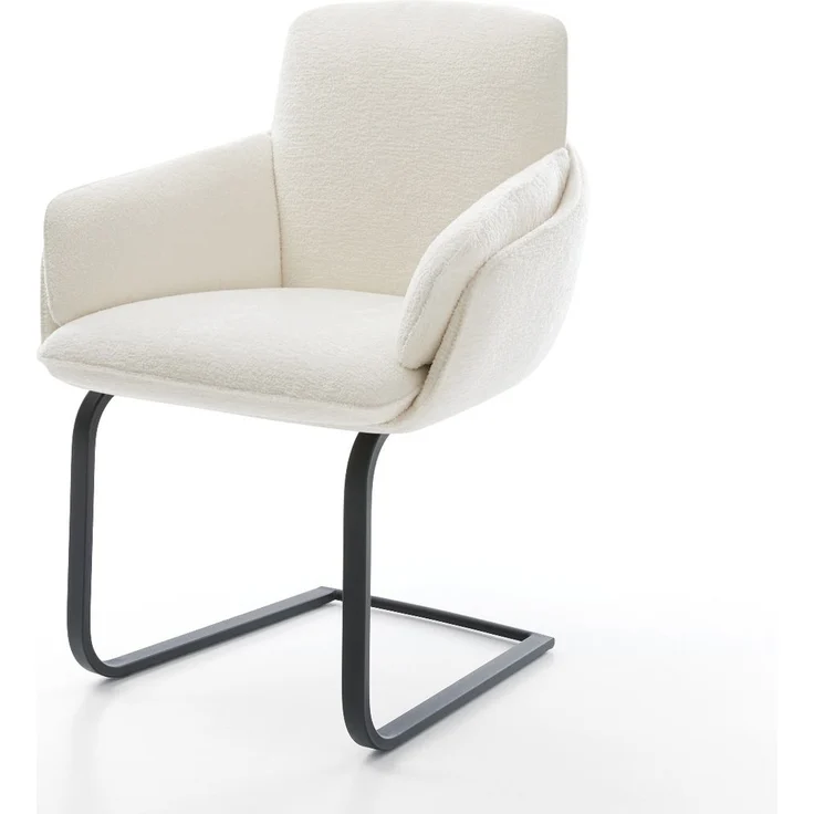 Freischwinger Luan-Flex mit Armlehnen Bouclé Soft Beige Freischwinger flach Schwarz – Bild 1