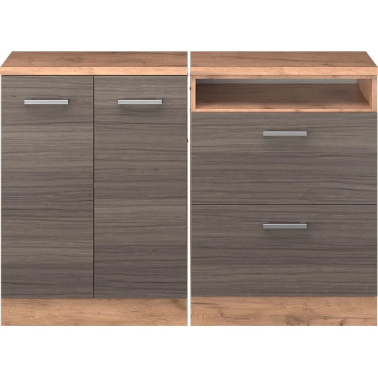 Küchenschrank für Dachschrägen R-Line Edelgrau 120 cm 2er Set Schrankkorpuss 60 cm Tiefe Vicco – Bild 3