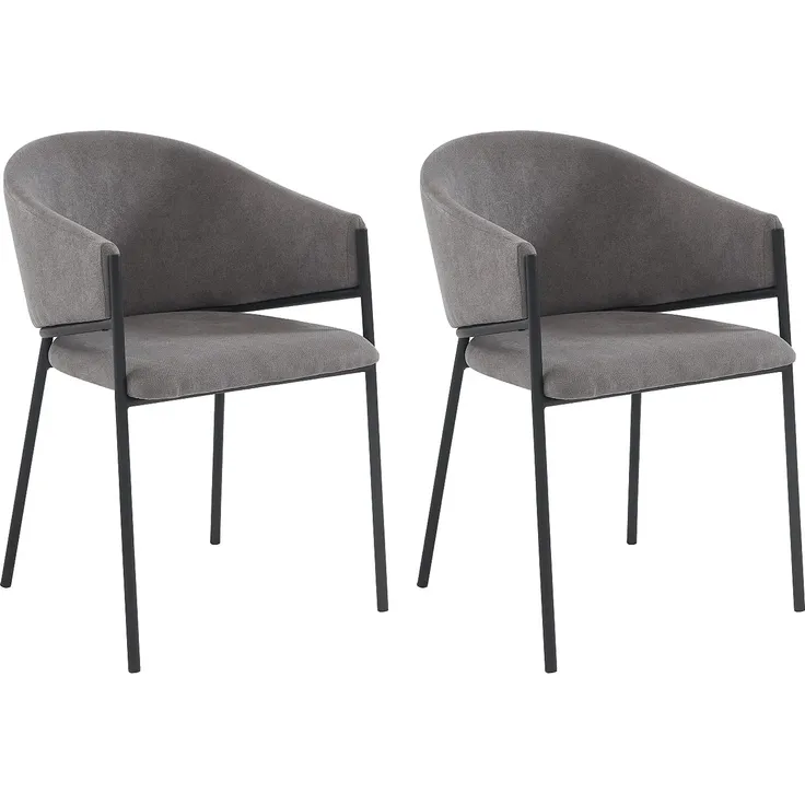 Vente-unique - Stuhl mit Armlehnen 2er-Set - Stoff & Metall - Grau - ORDIDA von Pascal MORABITO