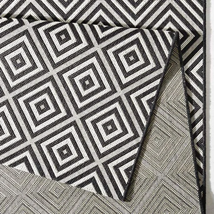 In- & Outdoor Teppich Karo schwarz/creme - 140x200x0,8cm – Bild 10