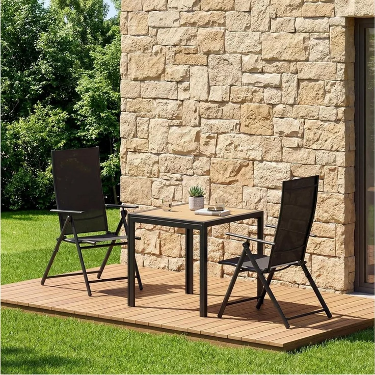 TLGREEN Gartentisch 75×75×72 cm, DPC Balkontisch, (Quadratischer Terrassentisch mit Metallgestell), Rutschfester Esstisch Outdoor für Kleinen Balkon – Bild 2