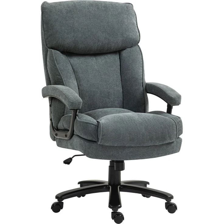 MELAYR, Großer hoher Bürostuhl, 200 kg Tragekapazität, robuste Konstruktion, weicher Bezug, Grau, 68.5 x 79 x 125 cm – Bild 2