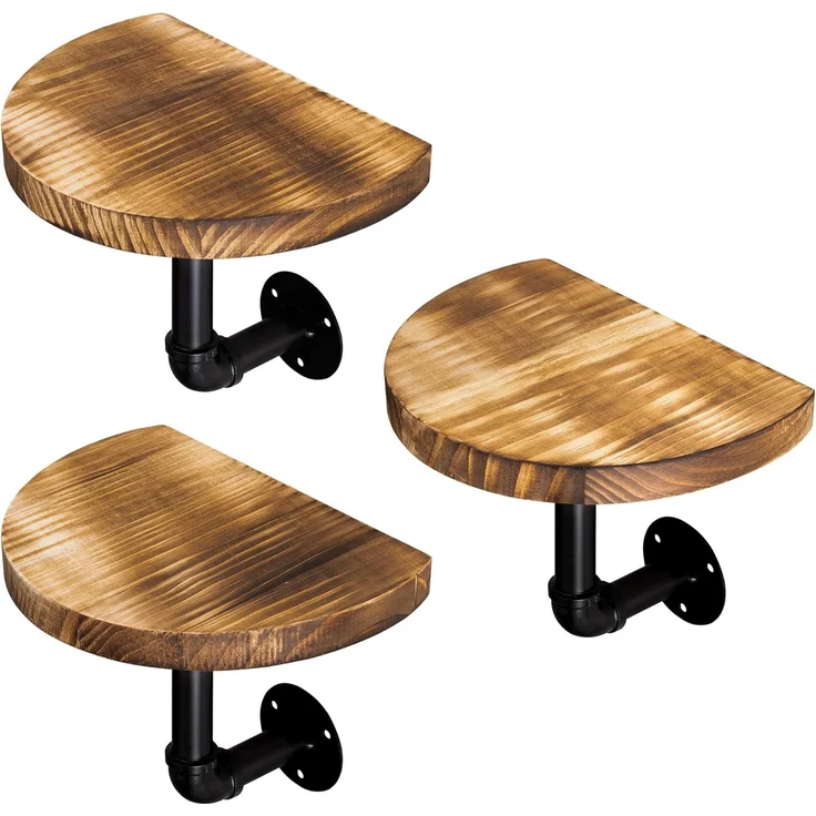Navaris Wandregal Wandregal aus Holz und Metall - 3er Set Schweberegal Hängeregal, 1-tlg.