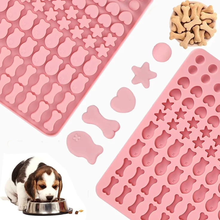 Backmatte Silikon 130 Gitter Hundekekse Backform 5 Formen DIY Leckerlis Rot – Bild 3