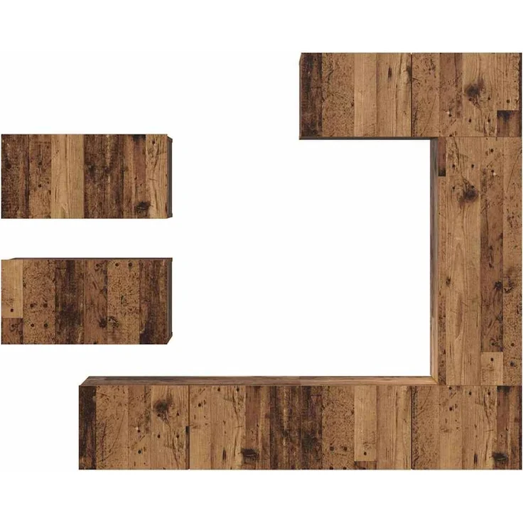 vidaXL TV-Schrankset Wandmontiert 6 pcs Altholz Holzwerkstoff 3393246 – Bild 8