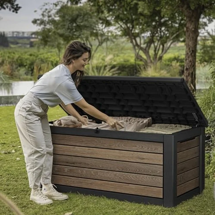 Keter Gartenbox "NORTHWOOD" 623L 157x72x69cm Deckel bis 270kg belastbar, abschließbar – Bild 4