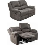 2-Sitzer-Relaxsofa Couch Liegefunktion Federkern Polster Stoff Vintage Anthrazit