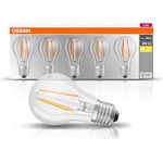 OSRAM LED-Lampe E27 Classic Filament, warmweiß, 6,5W, 5er Pack