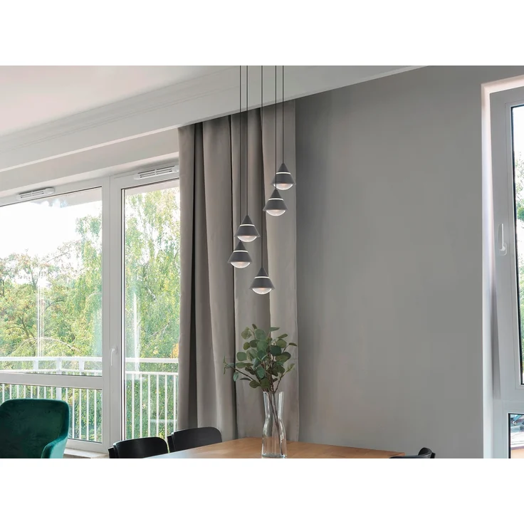 LED Cluster Pendelleuchte ROMEO höhenverstellbar, 5-flammig Schwarz Ø 28cm – Bild 3