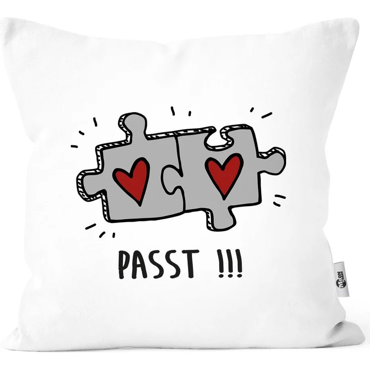 MoonWorks Dekokissen Kissenbezug Passt!!! 2 Puzzleteile Geschenk Liebe Beziehung Jahrestag Valentinstagsgeschenk Weihnachtsgeschenk Moonworks® – Bild 1
