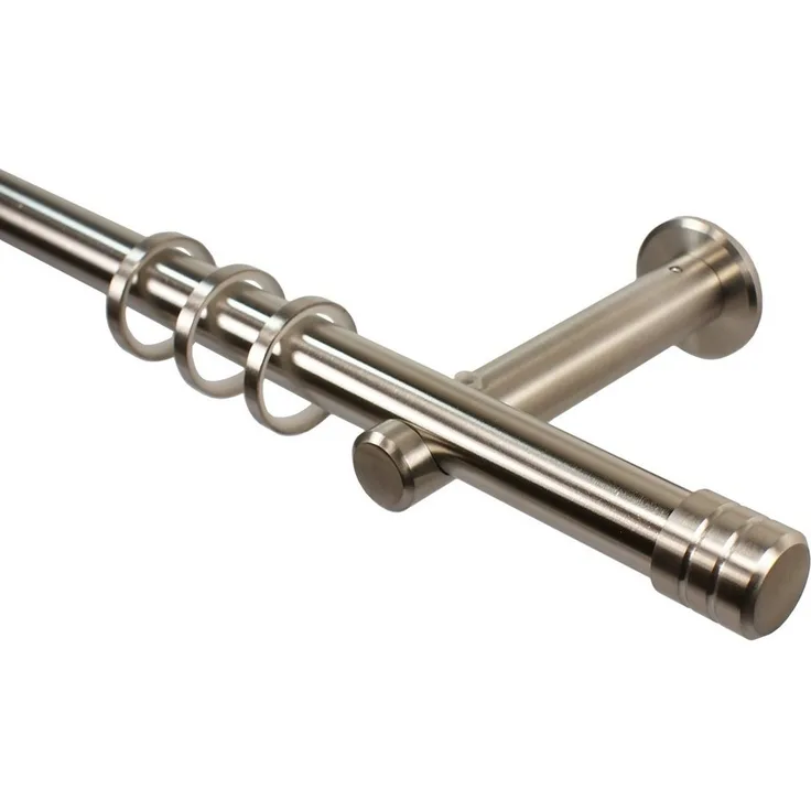 iso-design Gardinenstange Edelstahl 20 mm Wandmontage Endstück Rillenkappe, Ø 20 mm, 1-läufig, Fixmaß, Edelstahl, Edelstahlrohr mit 1 mm Wandstärke