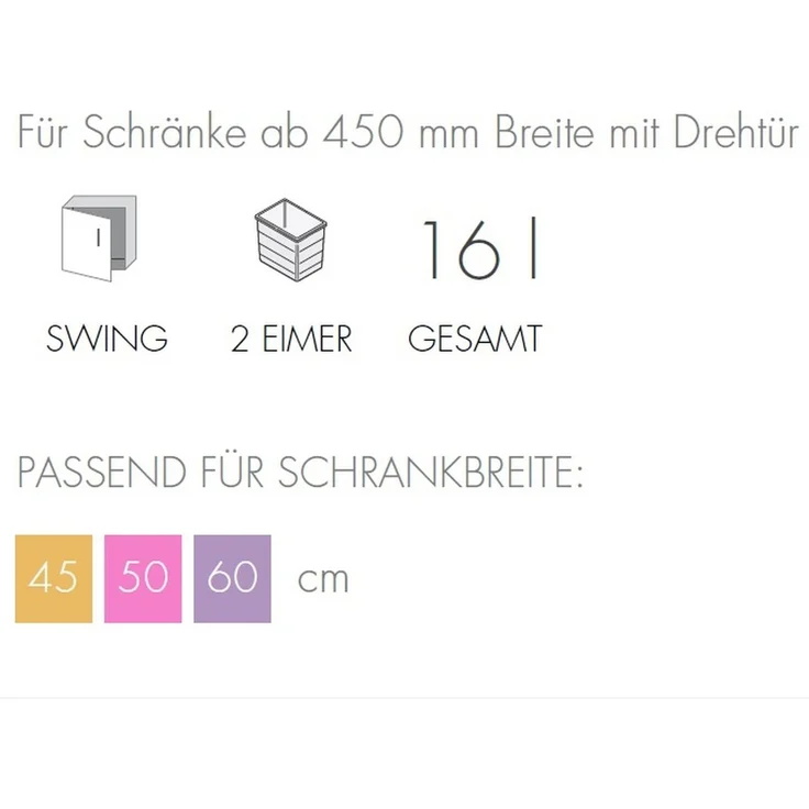 livingpoint24 Einbaumülleimer Hailo Mülleimer Küche, Einbau ab 45cm Schrank, 2-fach Abfalleimer – Bild 2