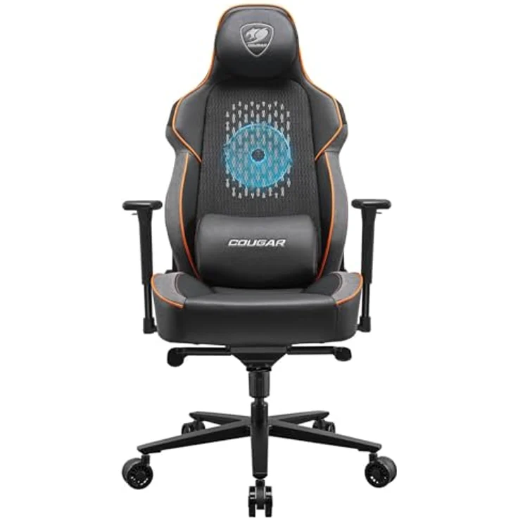 COUGAR NXSYS AERO Colde Fusion Gaming-Stuhl (NxSys Aero) with RGB-Lüfter, Physiotherapiequalität Lendenkissen, and Premium-PVC-Leder in black – Bild 2