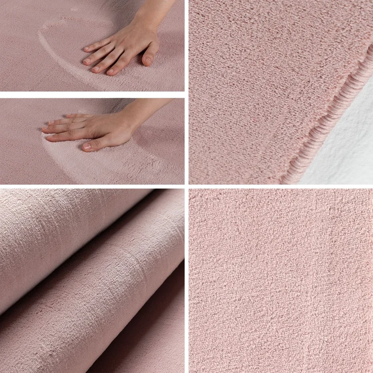 Kurzflor Teppich Silvia rund - 160 cm Durchmesser - Rosa – Bild 3